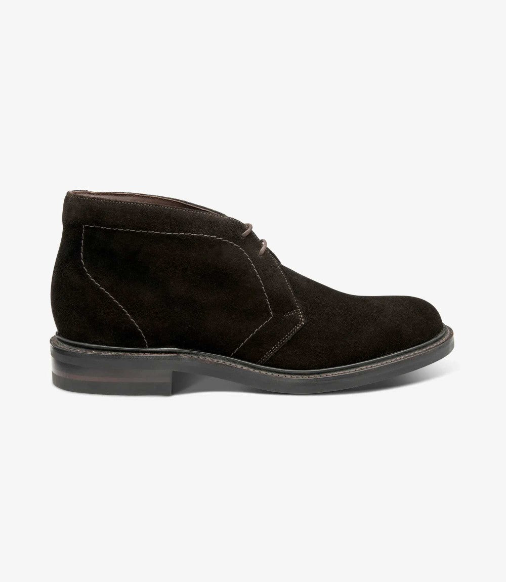 LOAKE BERKELEY DARK BROWN SUEDE DERBY BOOT RUBBER SOLE F-MEDIUM