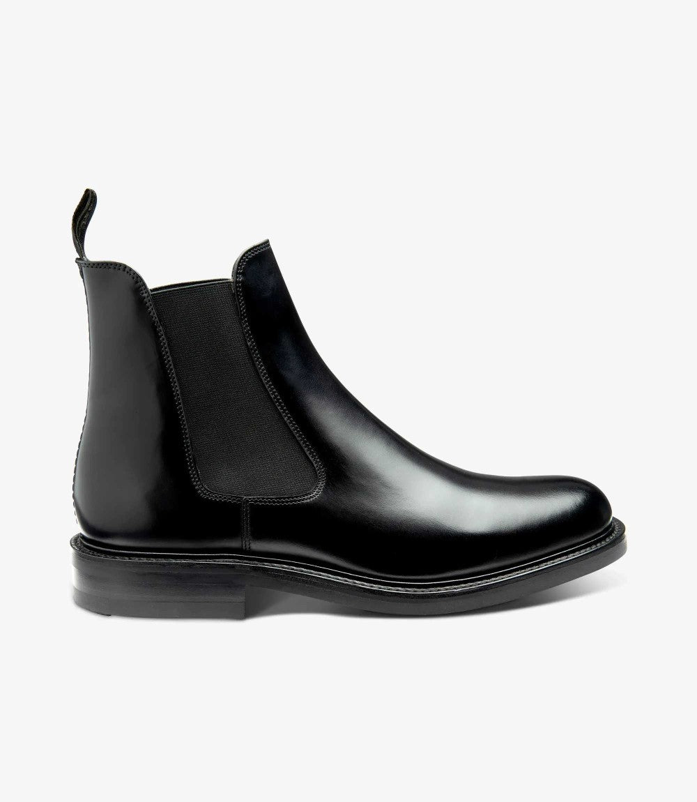 LOAKE DORCHESTER BLACK CHELSEA BOOT SLIP ON RUBBER SOLE F-MEDIUM