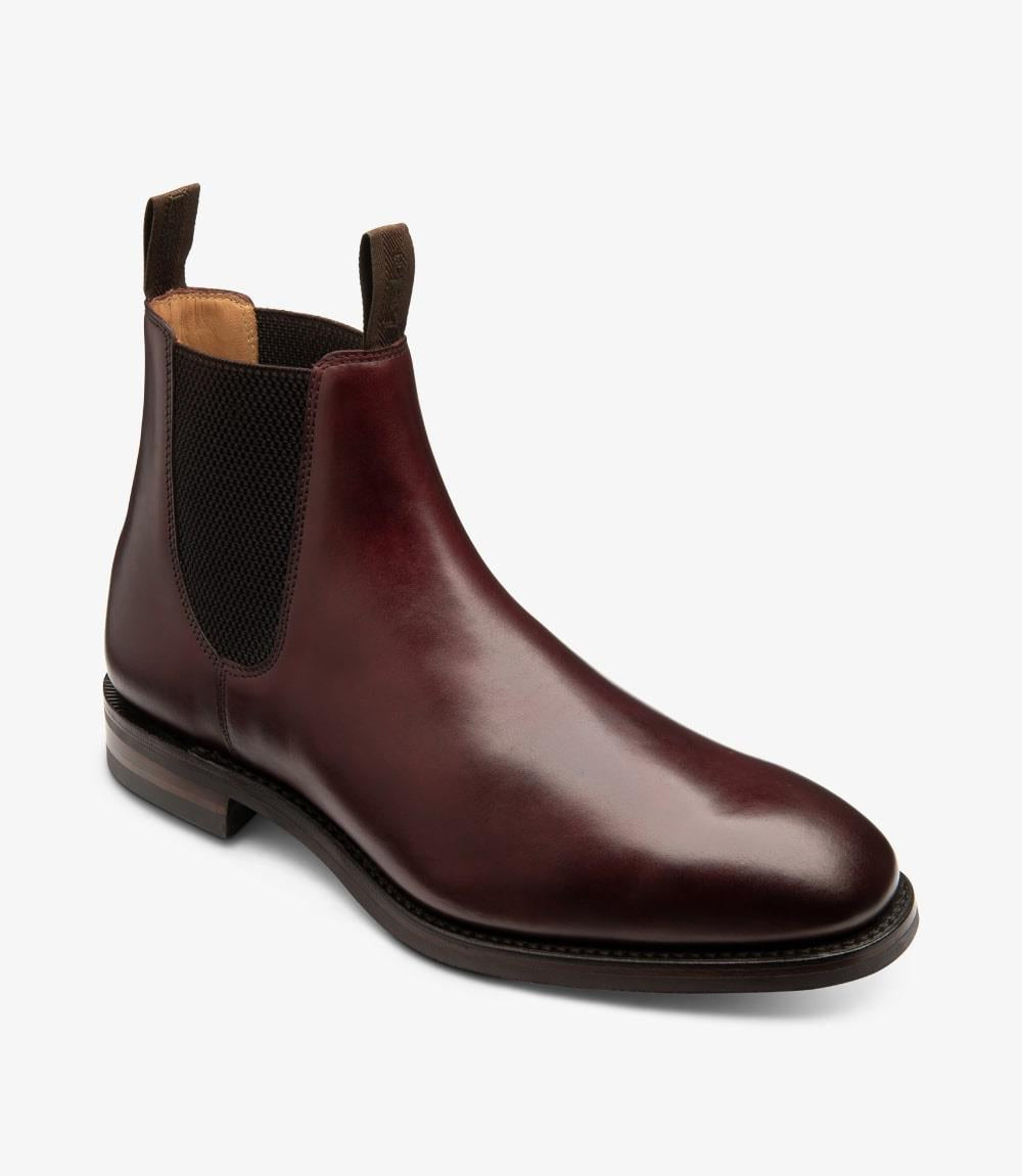 LOAKE CHATSWORTH BURGUNDY LEATHER CHELSEA BOOT RUBBER SOLE G-WIDE