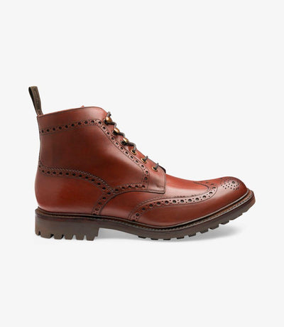 LOAKE GLENDALE CONKER BROWN LACE-UP BOOT RUBBER SOLE F-MEDIUM