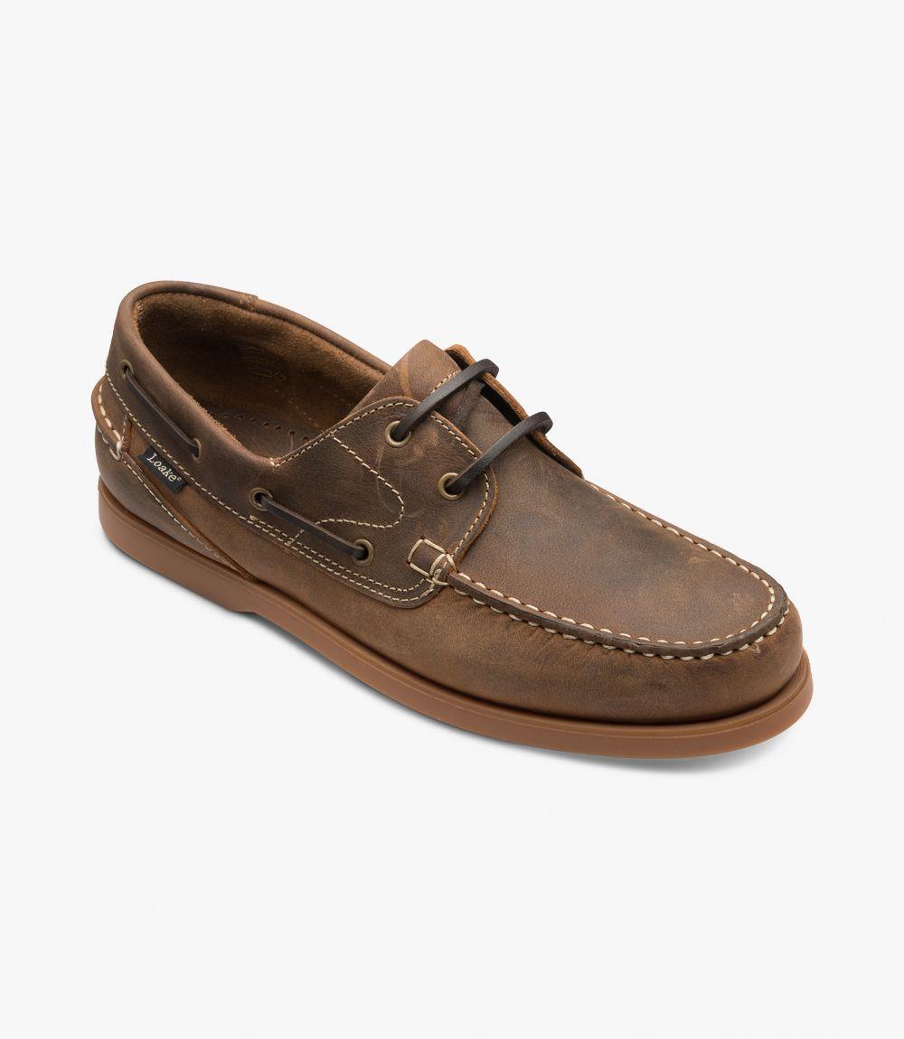 LOAKE LYMINGTON OILED BROWN BOAT SHOES