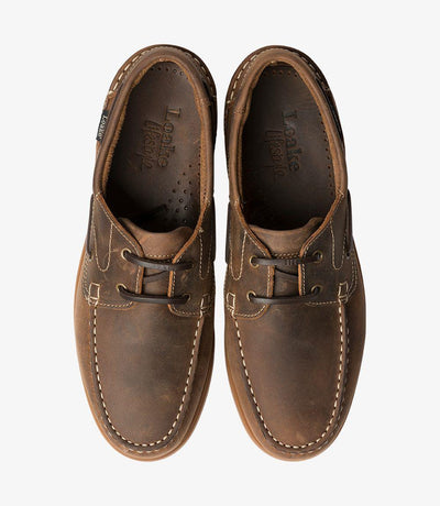 LOAKE LYMINGTON OILED BROWN BOAT SHOES