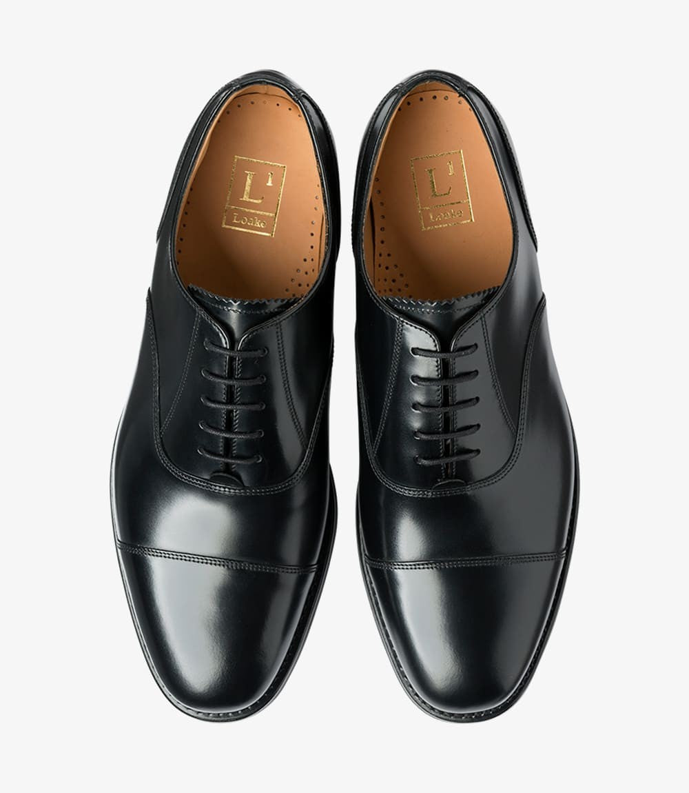 LOAKE 300 BLACK OXFORD TOE CAP RUBBER SOLE F-MEDIUM