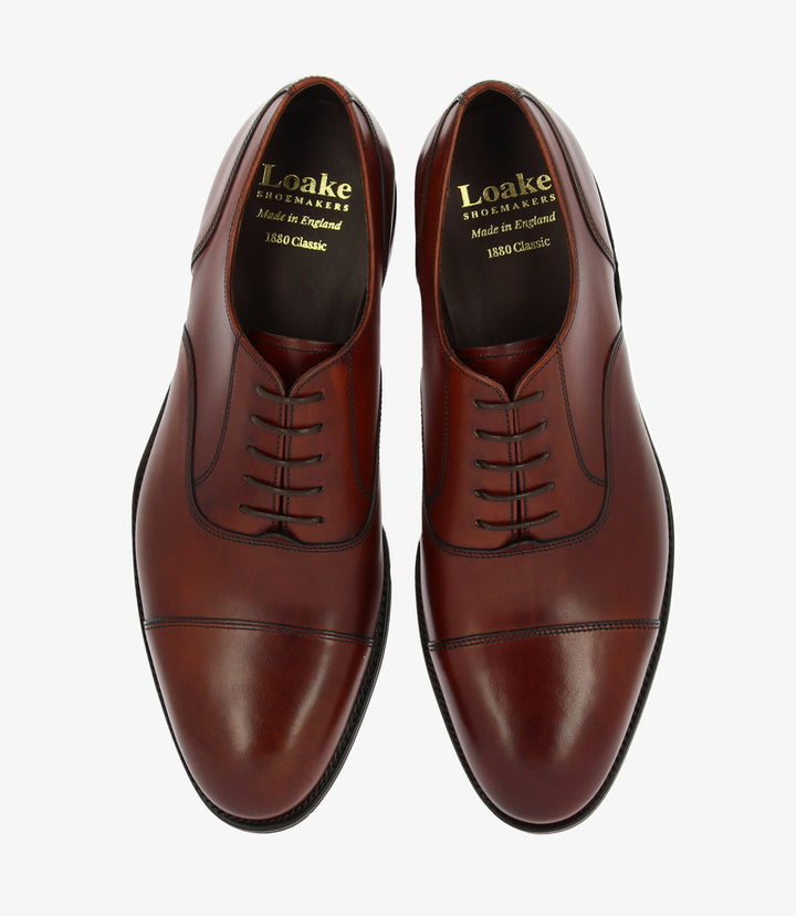 LOAKE STONEGATE MAHOGANY-DIS OXFORD TOE CAP LEATHER SOLE F-MEDIUM