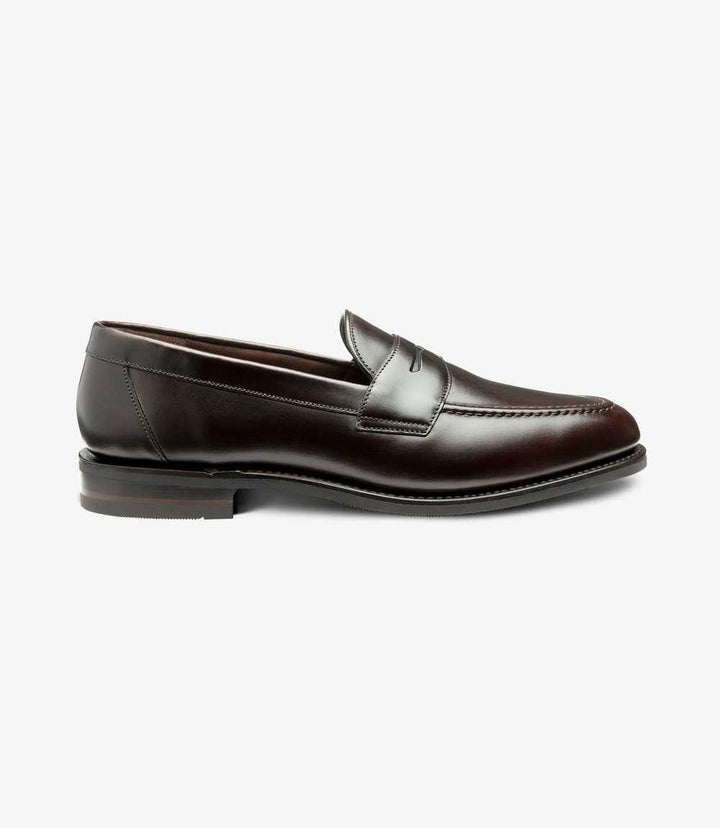 LOAKE IMPERIAL DARK BROWN LOAFER SLIP ON RUBBER SOLE F-MEDIUM