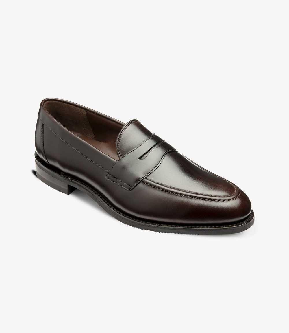 LOAKE IMPERIAL DARK BROWN LOAFER SLIP ON RUBBER SOLE F-MEDIUM