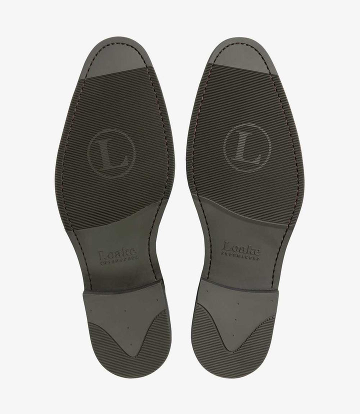 LOAKE IMPERIAL DARK BROWN LOAFER SLIP ON RUBBER SOLE F-MEDIUM