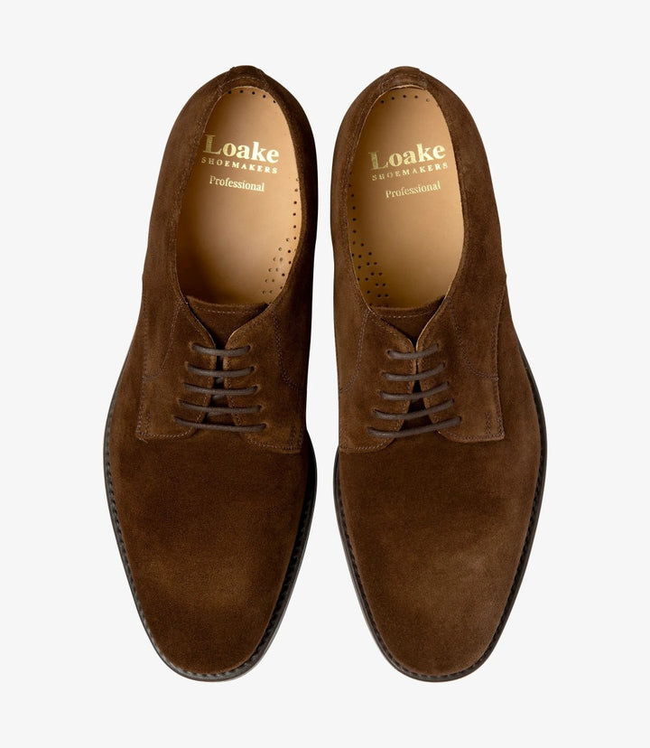 LOAKE 205 BROWN SUEDE DERBY RUBBER SOLE F-MEDIUM