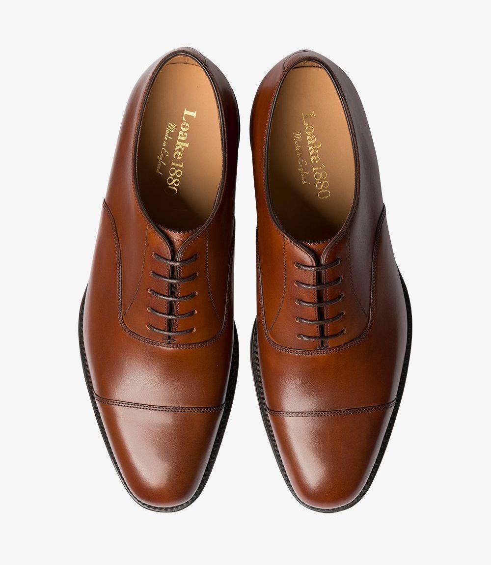 LOAKE ALDWYCH MAHOGANY OXFORD TOE CAP RUBBER SOLE G-WIDE