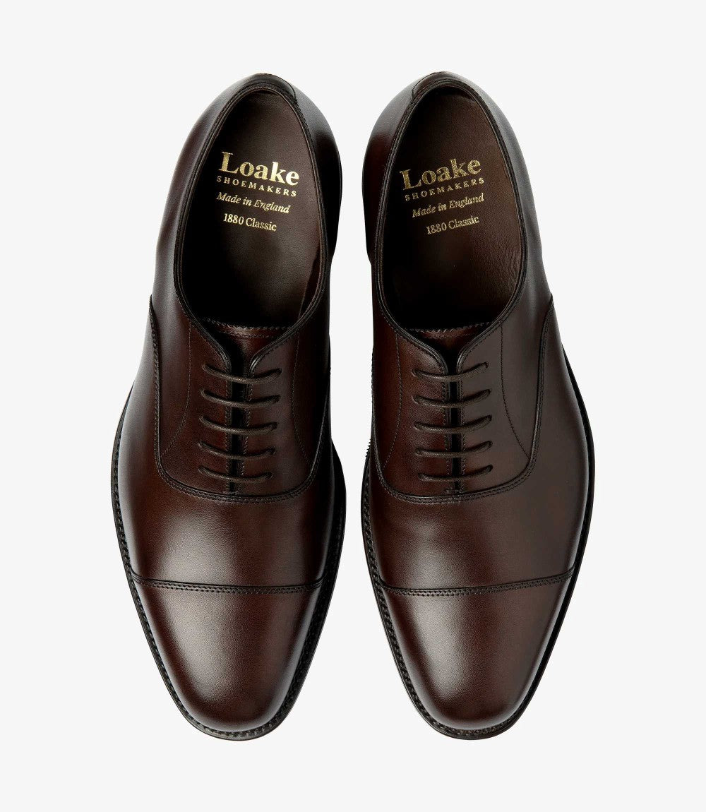 LOAKE ALDWYCH DARK BROWN OXFORD TOE CAP RUBBER SOLE G-WIDE