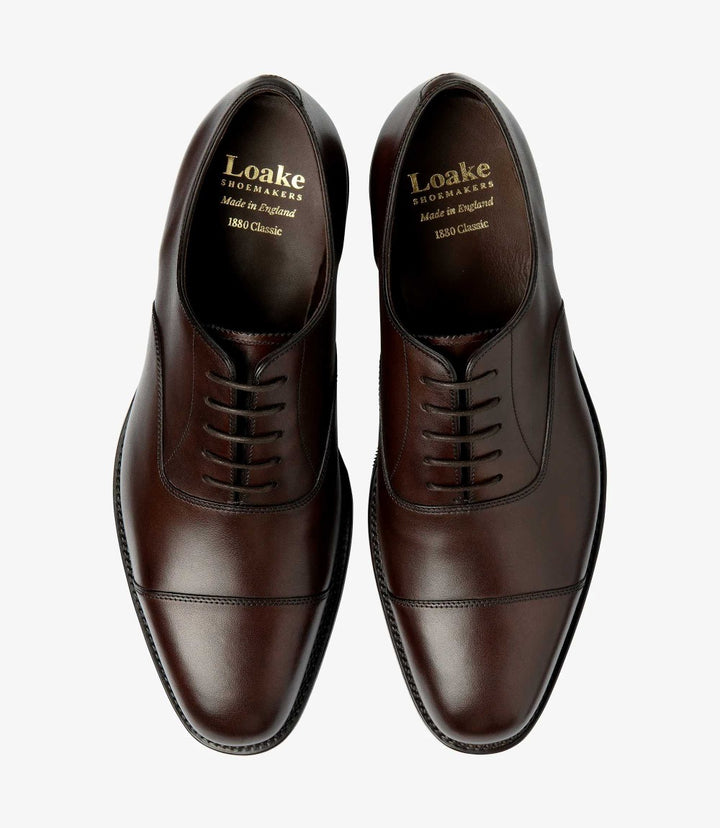 LOAKE ALDWYCH DARK BROWN OXFORD TOE CAP RUBBER SOLE G-WIDE