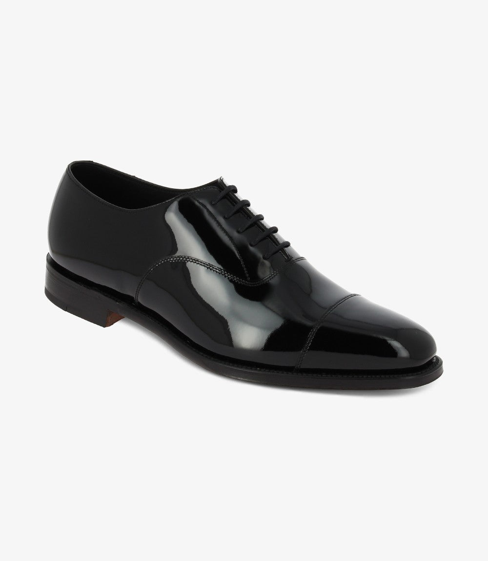 LOAKE ALDWYCH PATENT BLACK OXFORD TOE CAP LEATHER SOLE F-MEDIUM