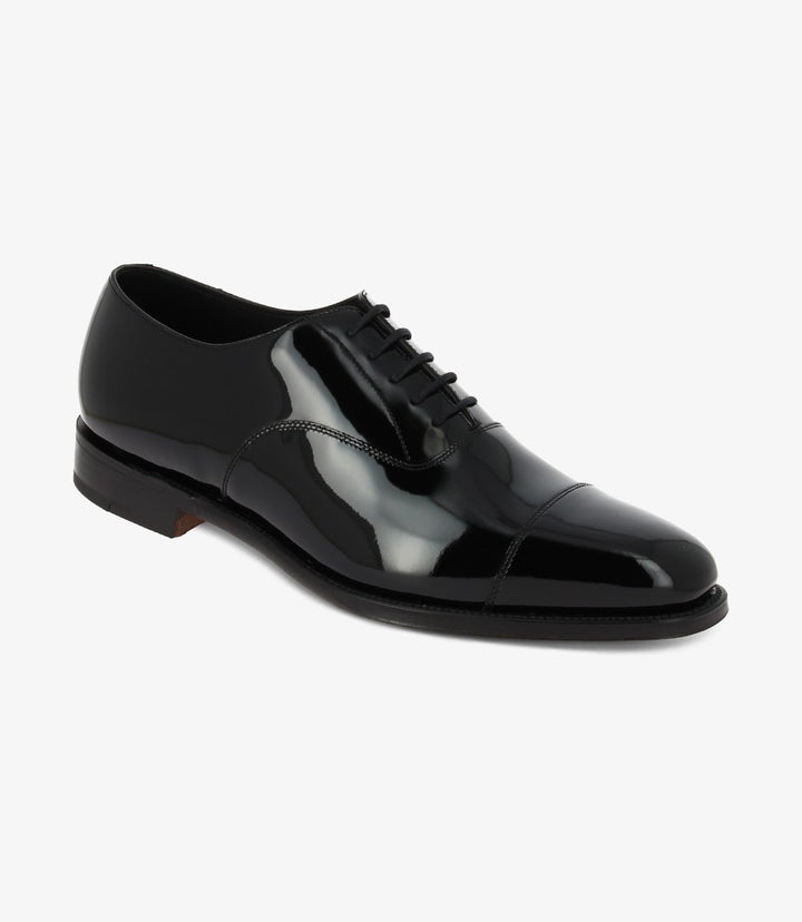 LOAKE ALDWYCH PATENT BLACK OXFORD TOE CAP LEATHER SOLE F-MEDIUM