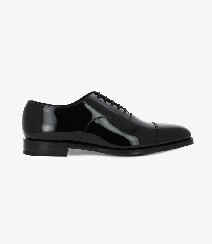 LOAKE ALDWYCH PATENT BLACK OXFORD TOE CAP LEATHER SOLE F-MEDIUM