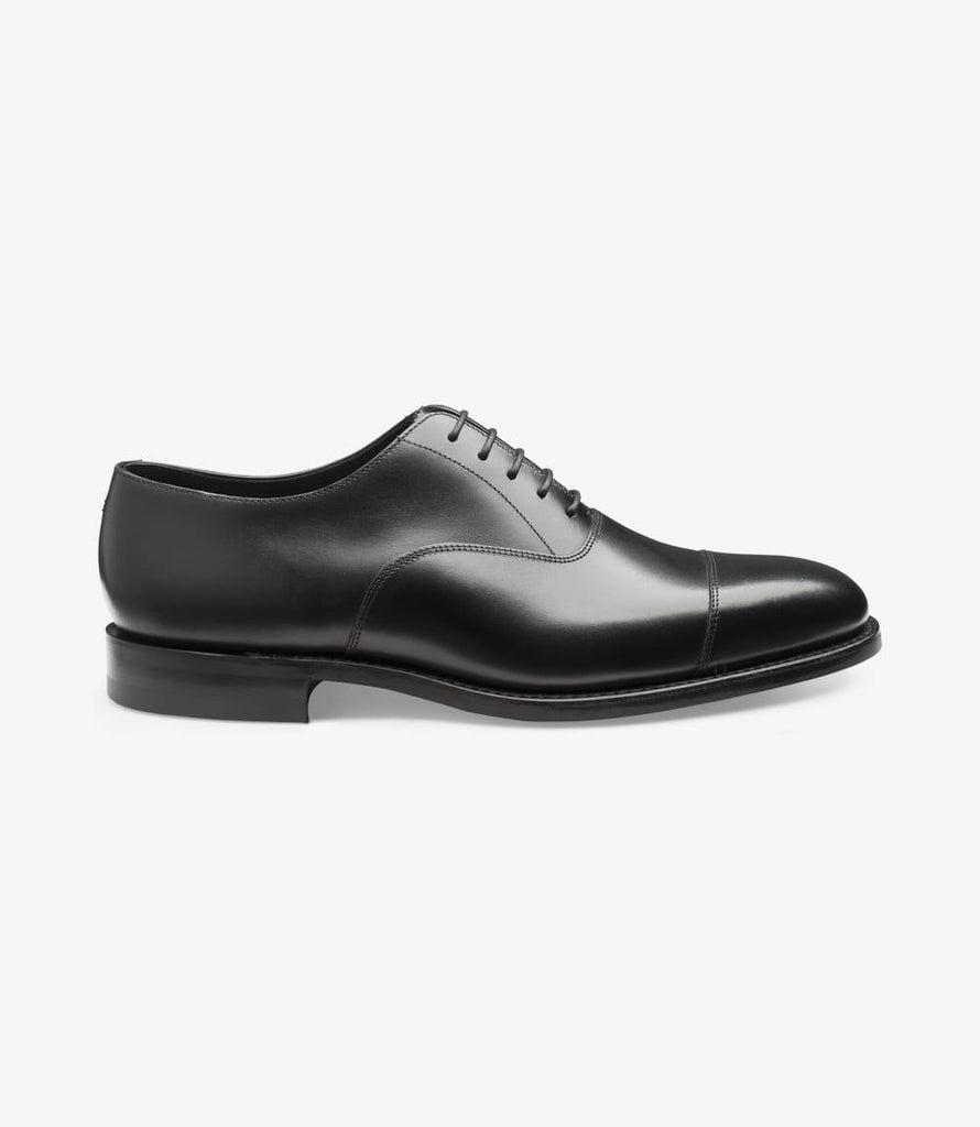 LOAKE ALDWYCH BLACK OXFORD TOE CAP RUBBER SOLE F-MEDIUM – Loake