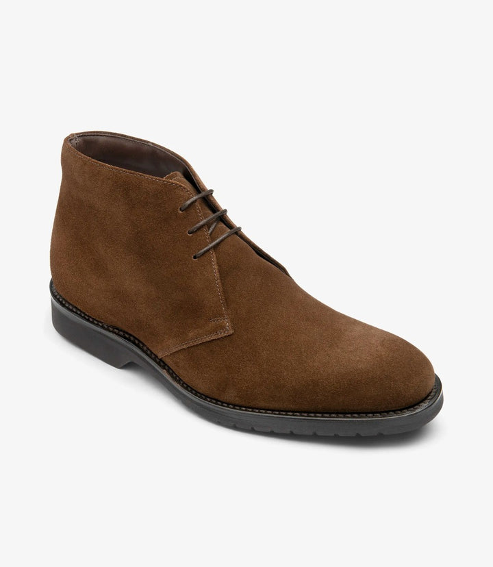 LOAKE ALTMAN BROWN SUEDE DERBY BOOT RUBBER SOLE G-WIDE