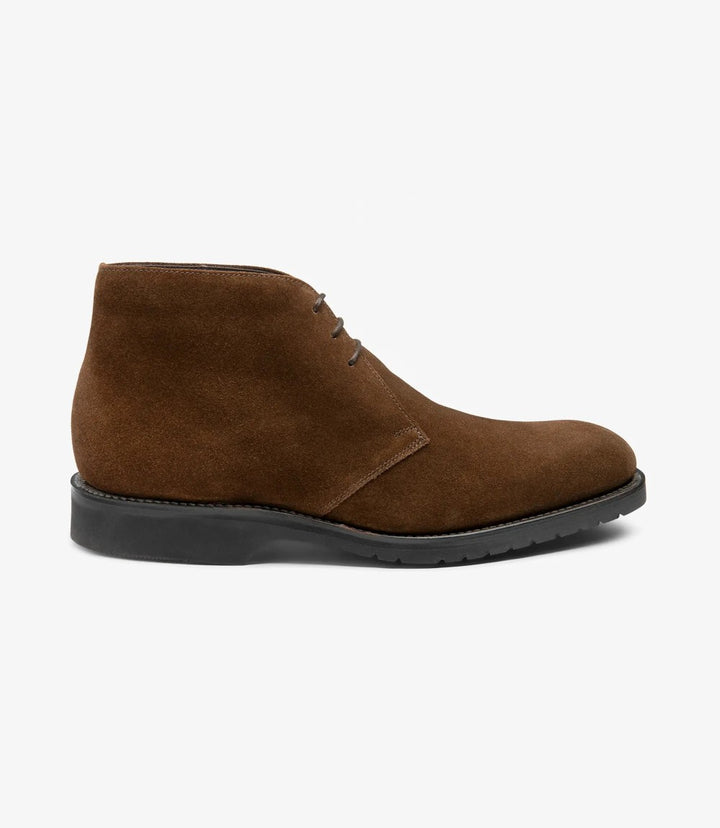 LOAKE ALTMAN BROWN SUEDE DERBY BOOT RUBBER SOLE G-WIDE