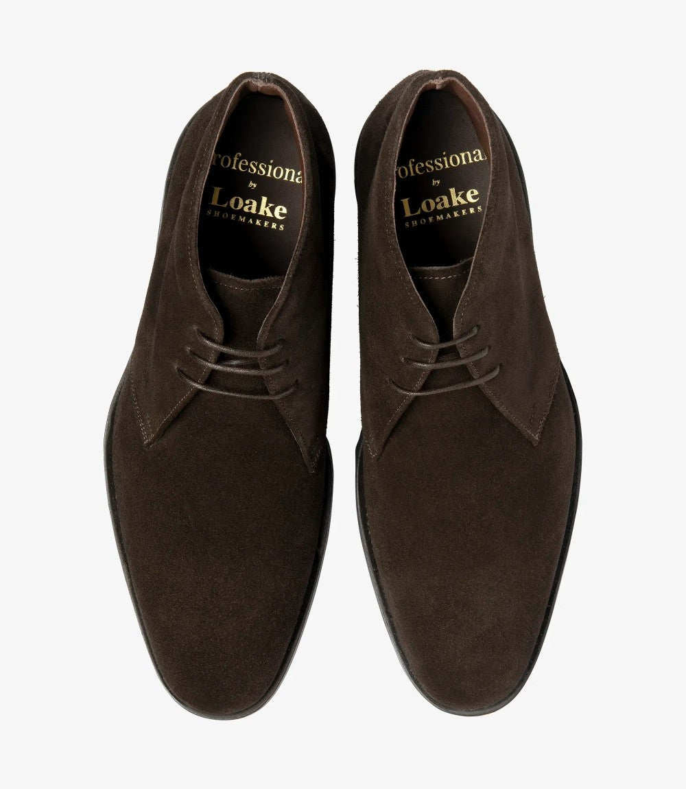 LOAKE ALTMAN DARK BROWN SUEDE DERBY BOOT SOLE G-WIDE