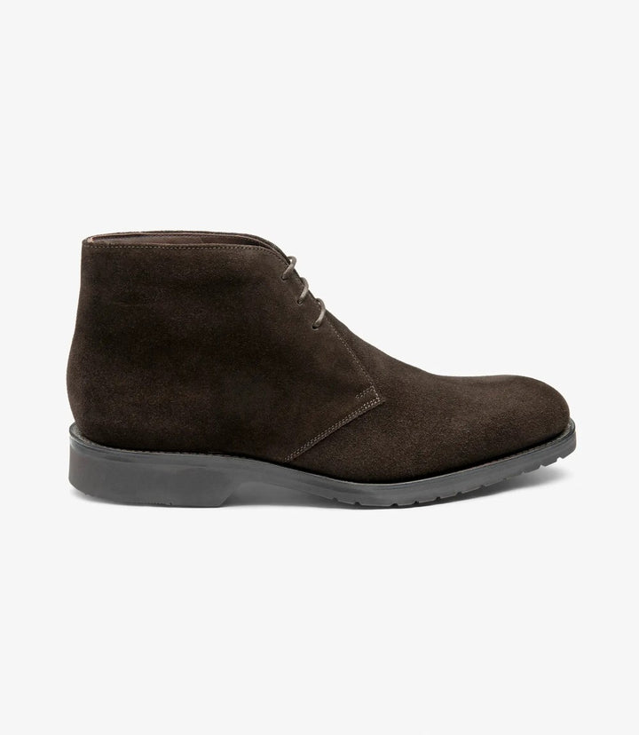 LOAKE ALTMAN DARK BROWN SUEDE DERBY BOOT SOLE G-WIDE