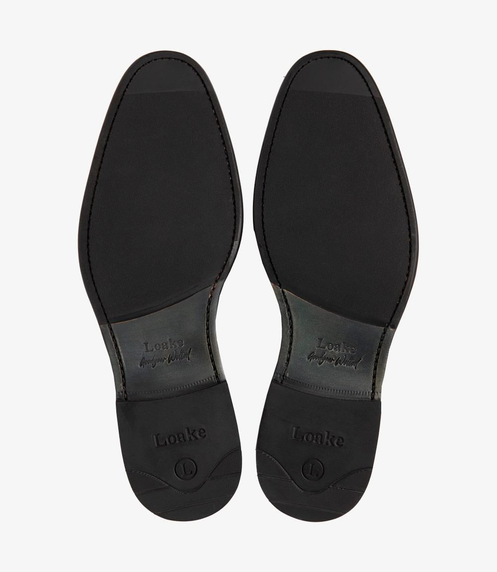 LOAKE ATHERTON TAN DERBY LEATHER/RUBBER SOLE F-MEDIUM