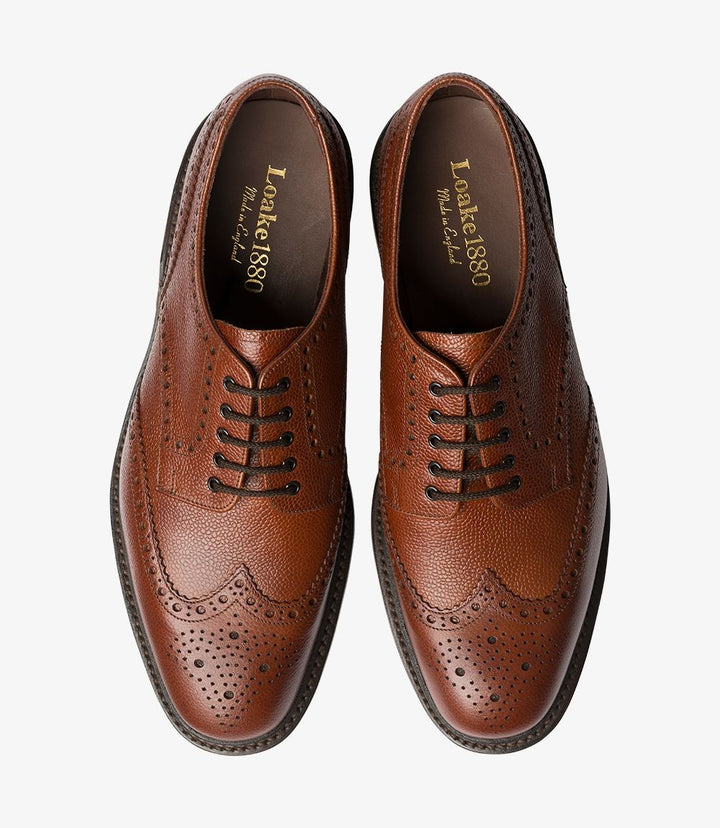 LOAKE BADMINTON DARK BROWN BROGUE RUBBER SOLE G-WIDE