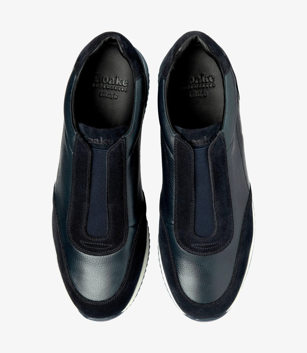 LOAKE BALLANTYNE NAVY SUEDE SNEAKER TRAINER SOLE F-MEDIUM
