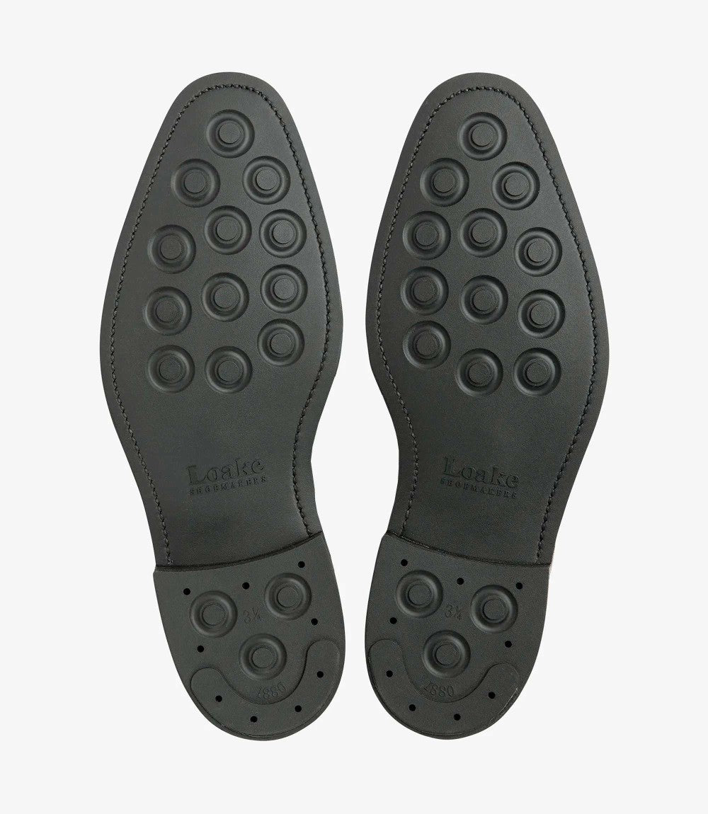 LOAKE BARBICAN BLACK DERBY RUBBER SOLE F-MEDIUM