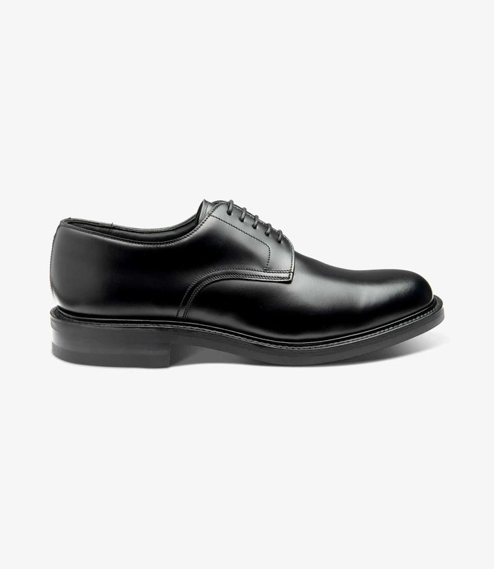 LOAKE BARBICAN BLACK DERBY RUBBER SOLE F-MEDIUM