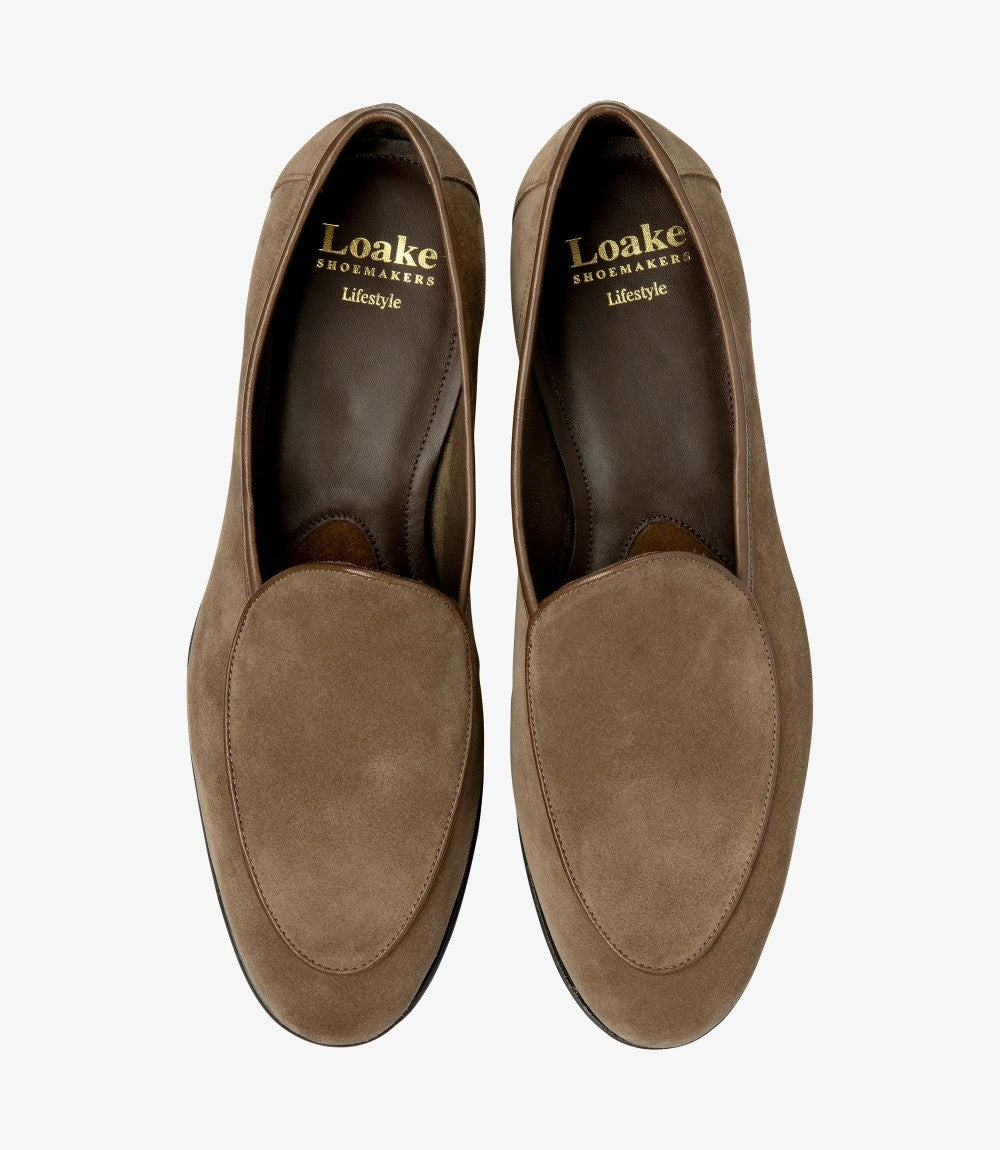LOAKE BELGRAVE FLINT SUEDE LOAFER SLIP ON RUBBER SOLE F-MEDIUM