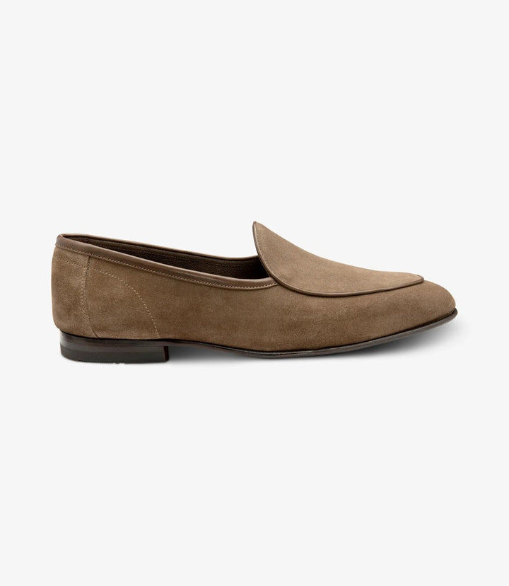 LOAKE BELGRAVE FLINT SUEDE LOAFER SLIP ON RUBBER SOLE F-MEDIUM