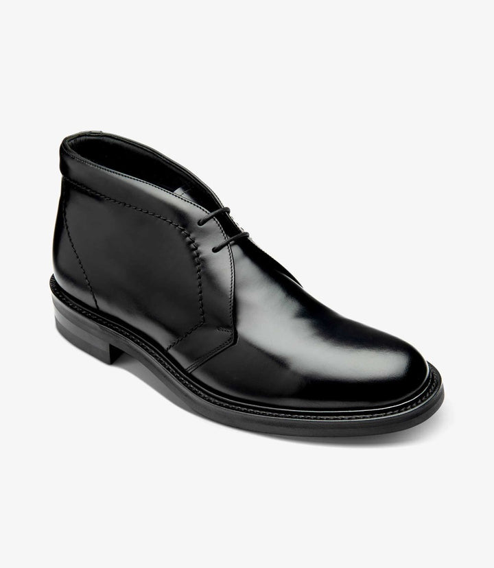 LOAKE BERKELEY BLACK DERBY BOOT RUBBER SOLE F-MEDIUM