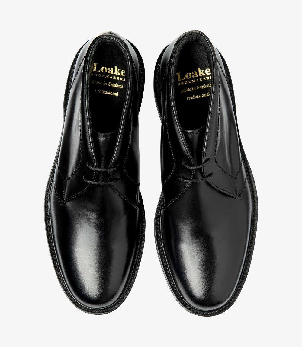 LOAKE BERKELEY BLACK DERBY BOOT RUBBER SOLE F-MEDIUM