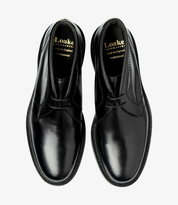LOAKE BERKELEY BLACK DERBY BOOT RUBBER SOLE F-MEDIUM