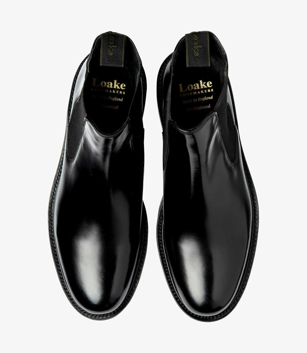 LOAKE DORCHESTER BLACK CHELSEA BOOT SLIP ON RUBBER SOLE F-MEDIUM
