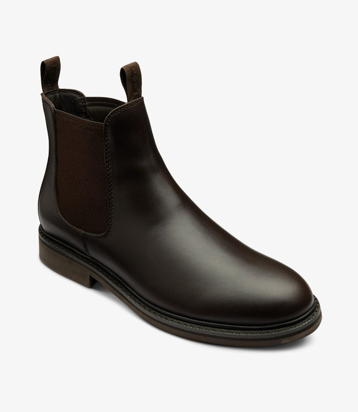 LOAKE DUCKSWORTH DARK BROWN CHELSEA BOOT SLIP ON RUBBER SOLE F-MEDIUM