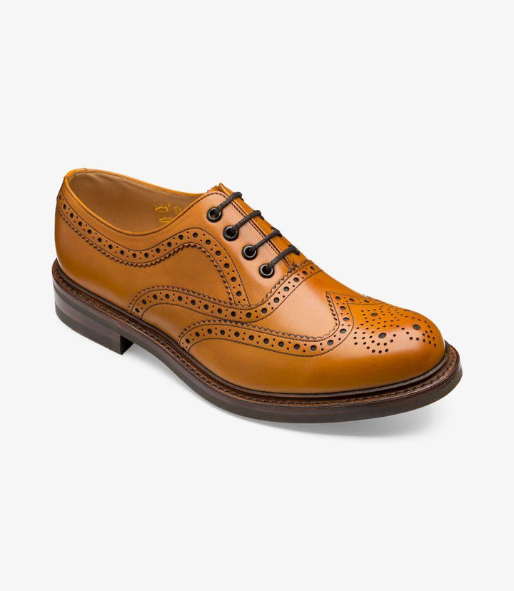 LOAKE EDWARD TAN OXFORD BROGUE RUBBER SOLE G-WIDE