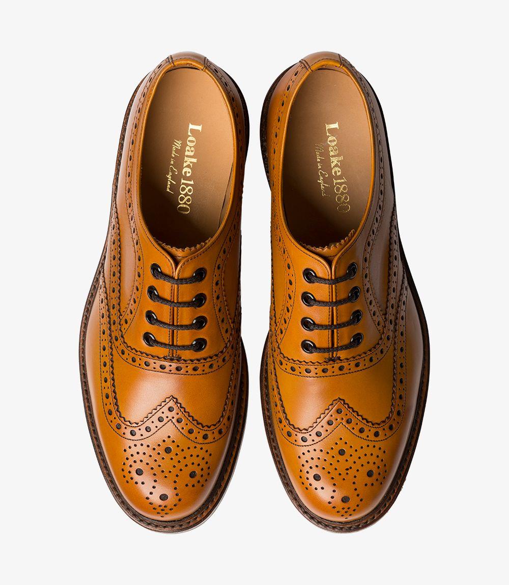 LOAKE EDWARD TAN OXFORD BROGUE RUBBER SOLE G-WIDE