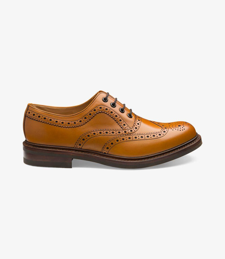 LOAKE EDWARD TAN OXFORD BROGUE RUBBER SOLE G-WIDE