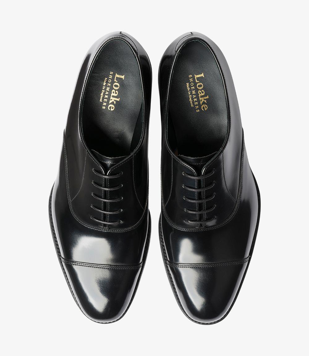 LOAKE ELGIN BLACK OXFORD TOE CAP LEATHER SOLE G-WIDE