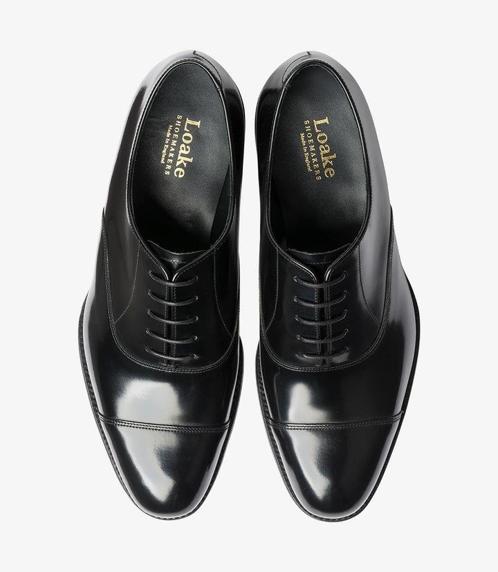 LOAKE ELGIN BLACK OXFORD TOE CAP LEATHER SOLE G-WIDE