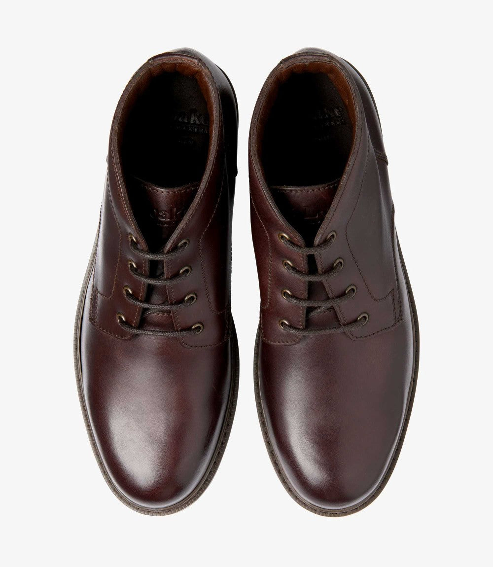 LOAKE GILBERT DARK BROWN DERBY BOOT RUBBER SOLE F-MEDIUM
