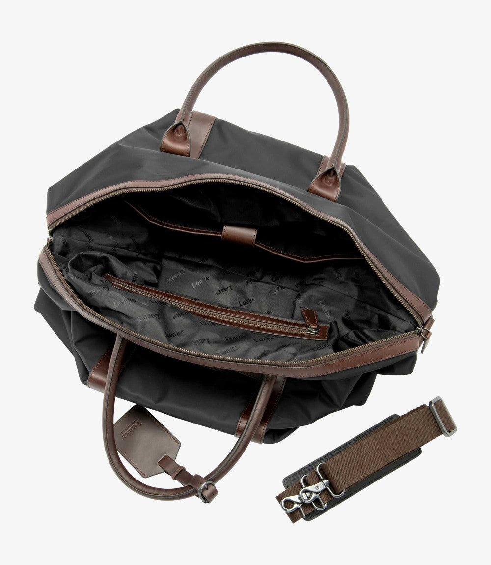 LOAKE GOWER BLACK NYLON WEEKEND BAG