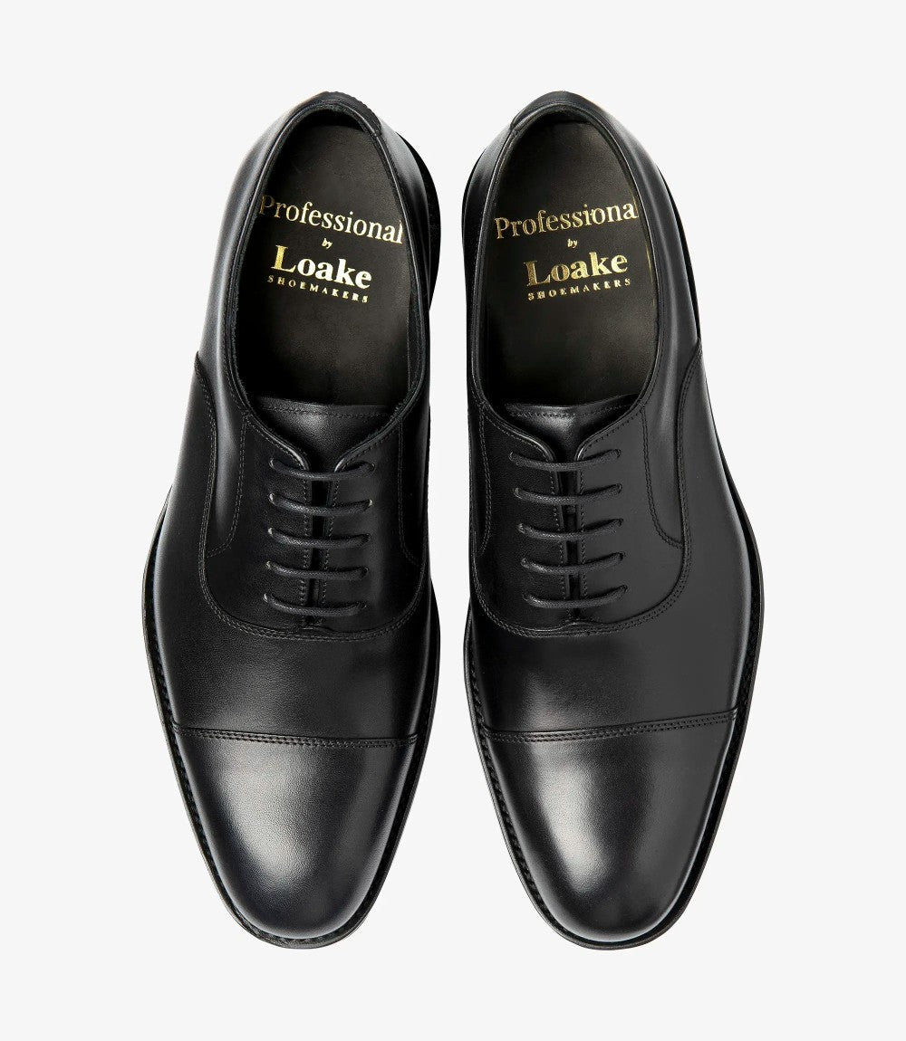 LOAKE HITCHCOCK BLACK OXFORD TOE CAP RUBBER SOLE F-MEDIUM