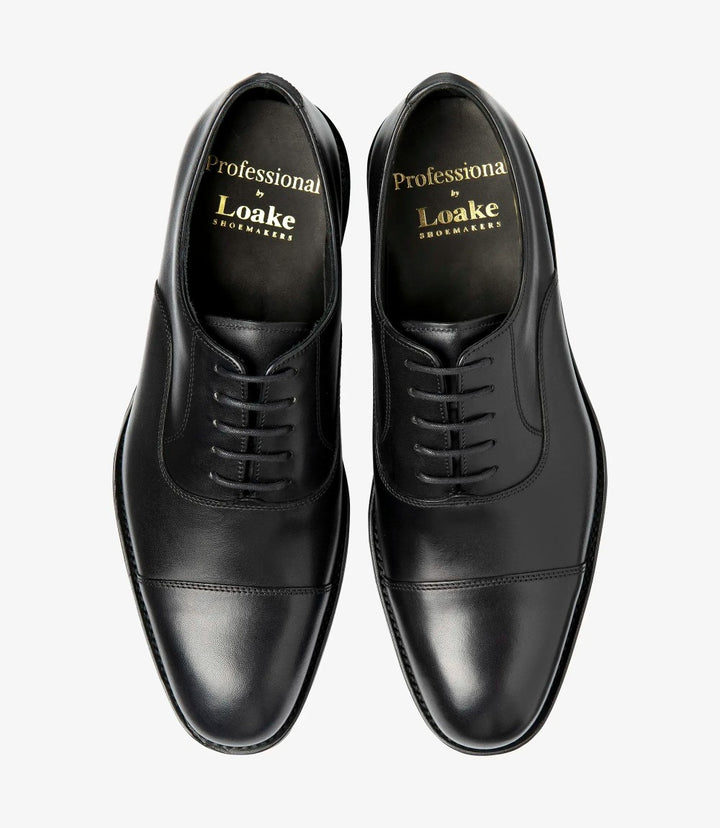 LOAKE HITCHCOCK BLACK OXFORD TOE CAP RUBBER SOLE F-MEDIUM