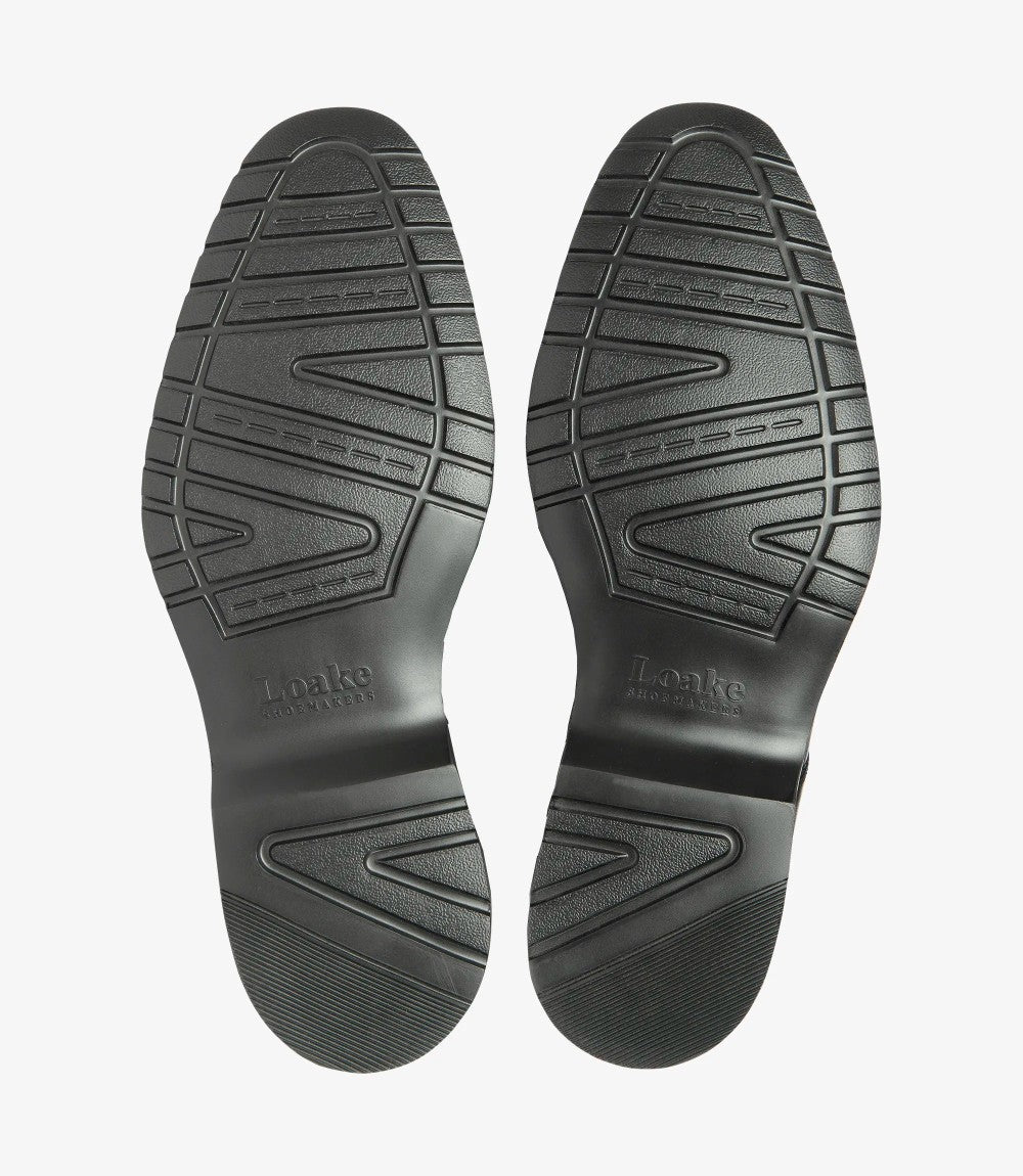 LOAKE HITCHCOCK BLACK OXFORD TOE CAP RUBBER SOLE F-MEDIUM