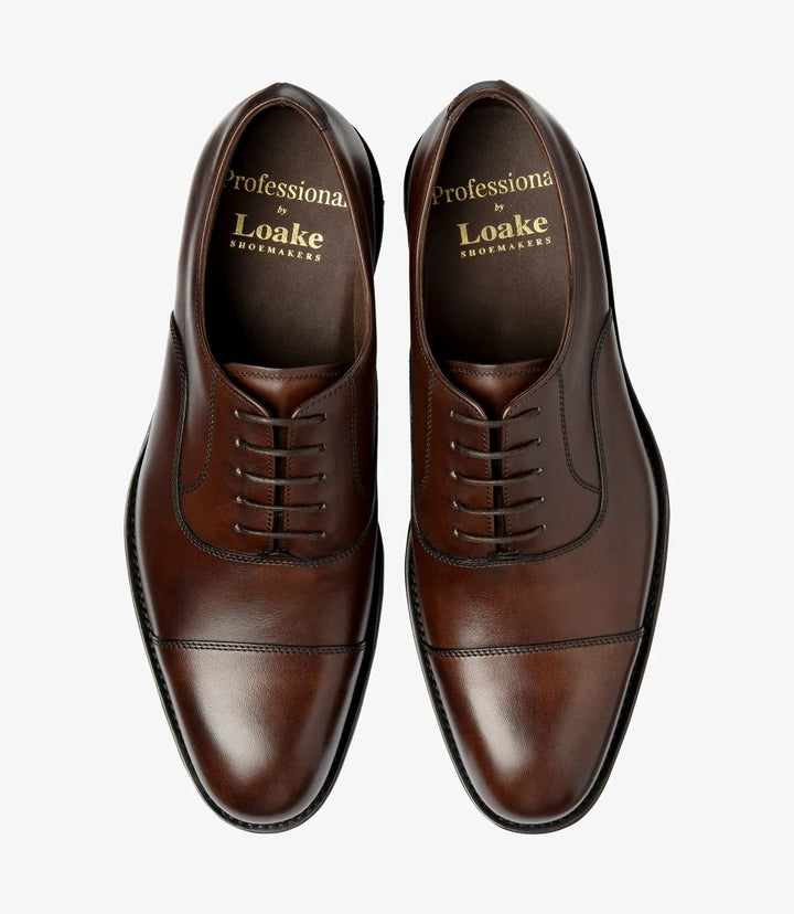 LOAKE HITCHCOCK DARK-BROWN OXFORD TOE CAP RUBBER SOLE F-MEDIUM