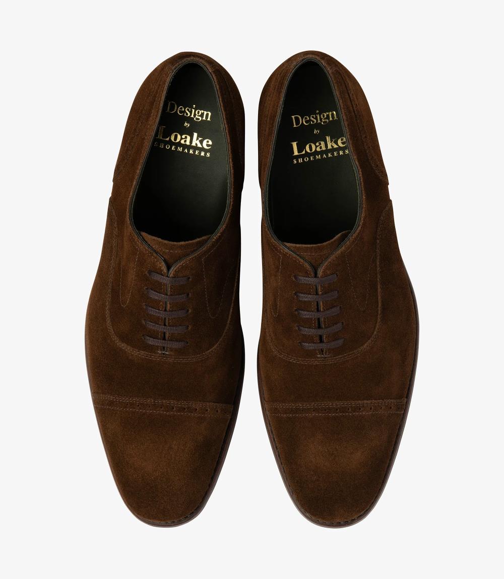 LOAKE HUGHES BROWN SUEDE OXFORD LEATHER/RUBBER SOLE F-MEDIUM