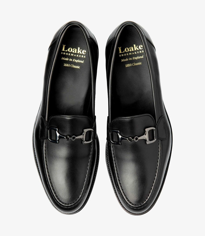 LOAKE KENSINGTON BLACK LOAFER SLIP ON RUBBER SOLE F-MEDIUM