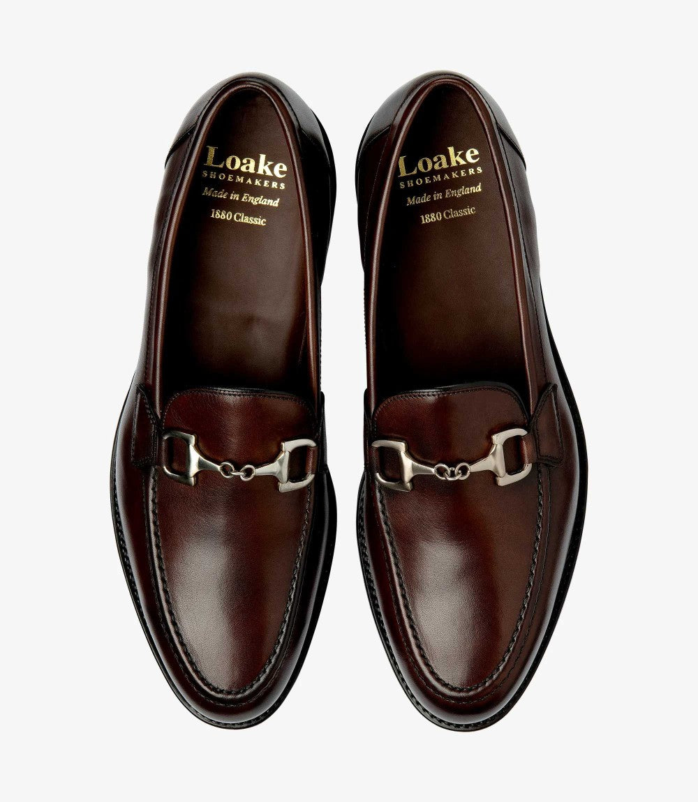 LOAKE KENSINGTON DARK BROWN LOAFER SLIP ON RUBBER SOLE F-MEDIUM