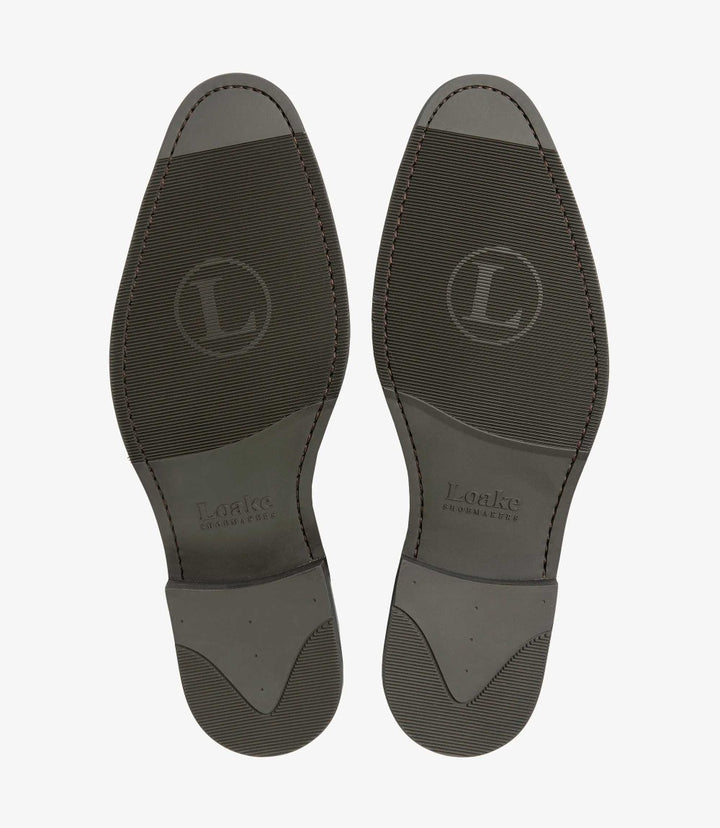 LOAKE KENSINGTON DARK BROWN LOAFER SLIP ON RUBBER SOLE F-MEDIUM